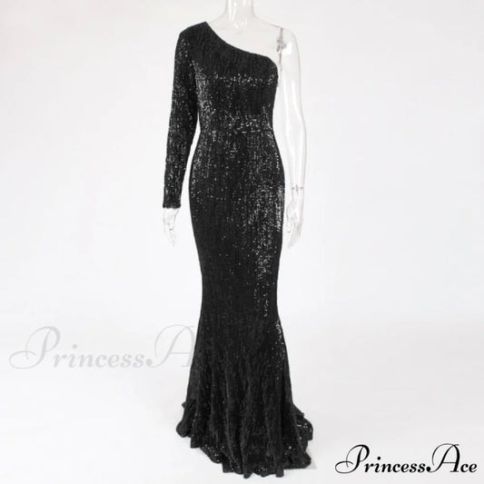 Backless Luxury Stretchy Mermaid Dress Black / XS