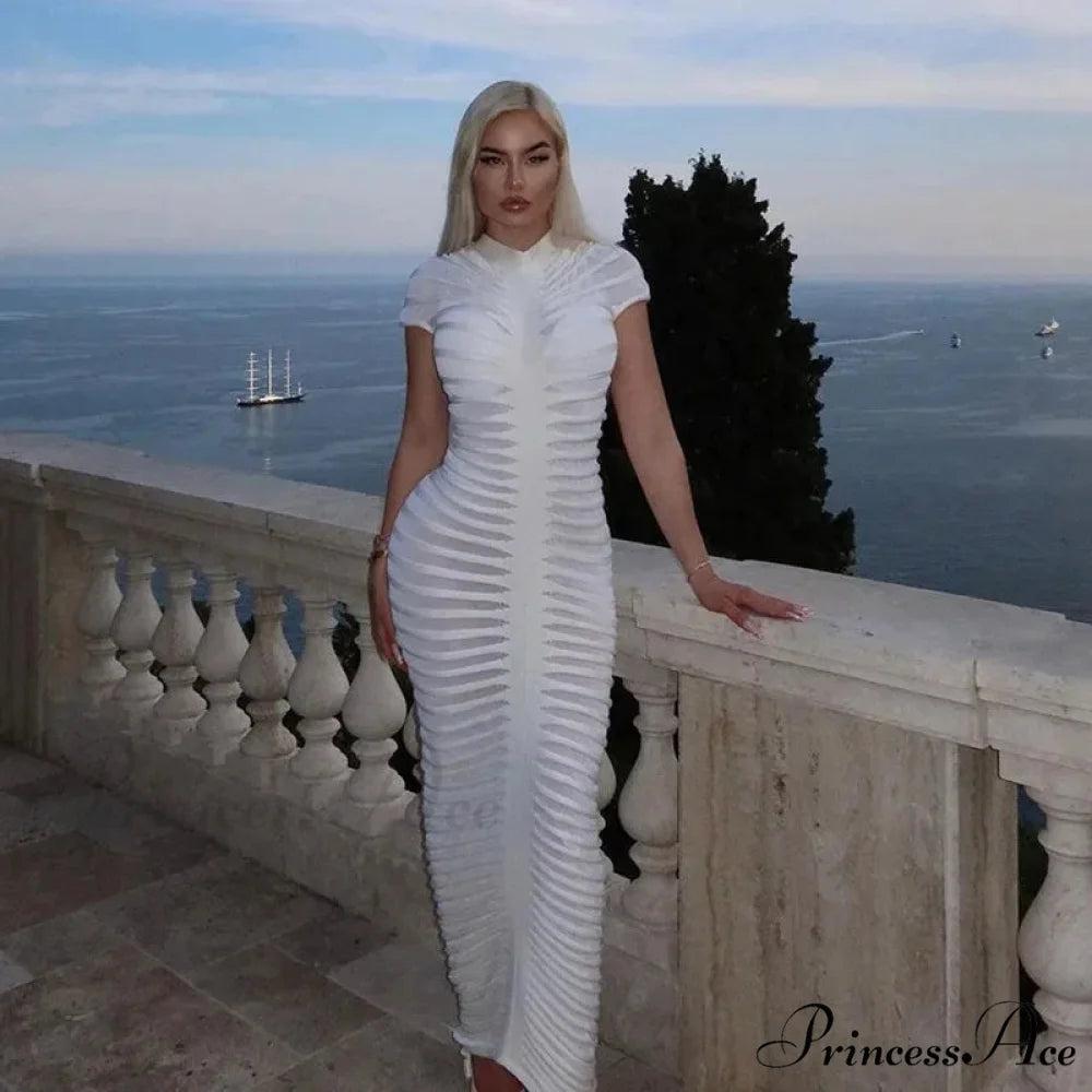 Backless V Neck Gown Maxi Dress