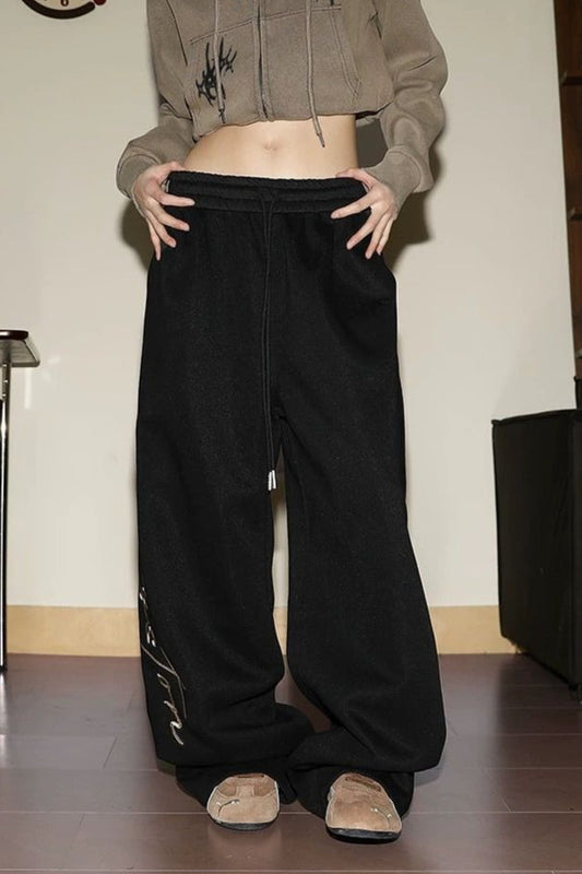 Hip Hop Letter Graphic Baggy Sweat Pants