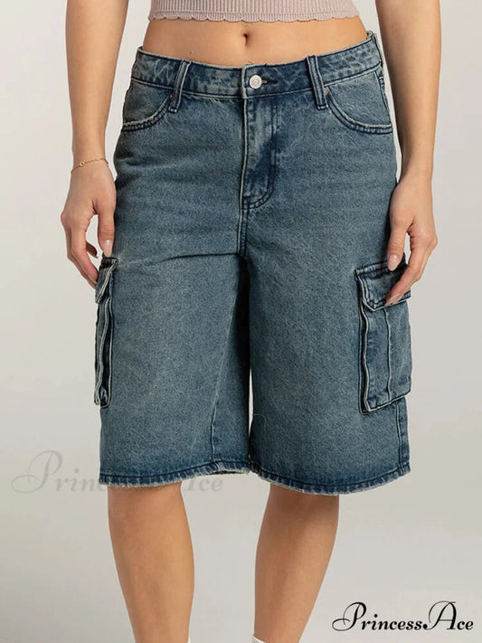 Baggy Freight Wide-Leg Denim Short Blue / S short-250223