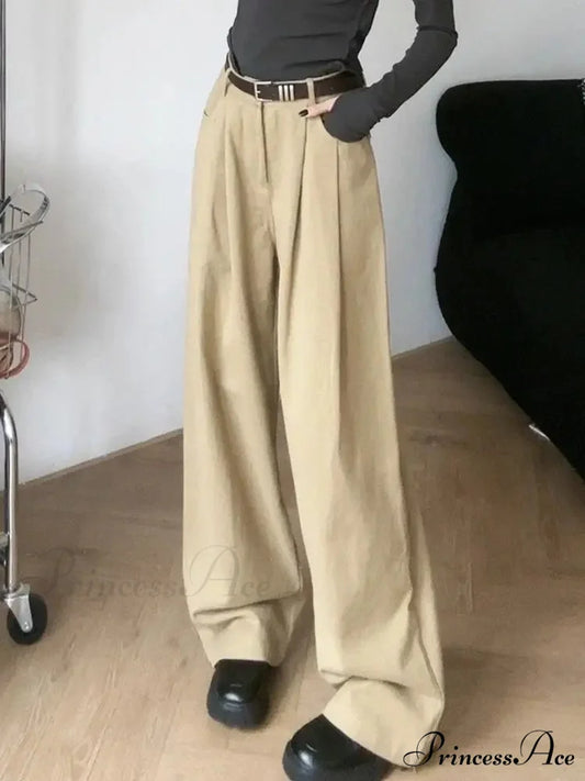 Baggy Office Women’s Suit Trousers beige / M pants-241228