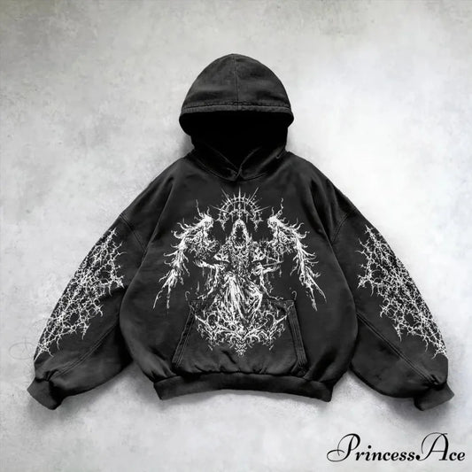 Baggy Plus Size Hip Hop Hoodie black 5 / S hoodies-241228