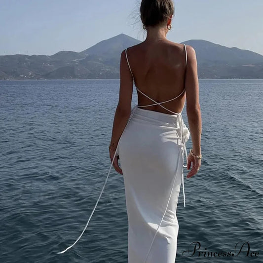 Bandage Floral Applique Sleeveless Maxi Dress