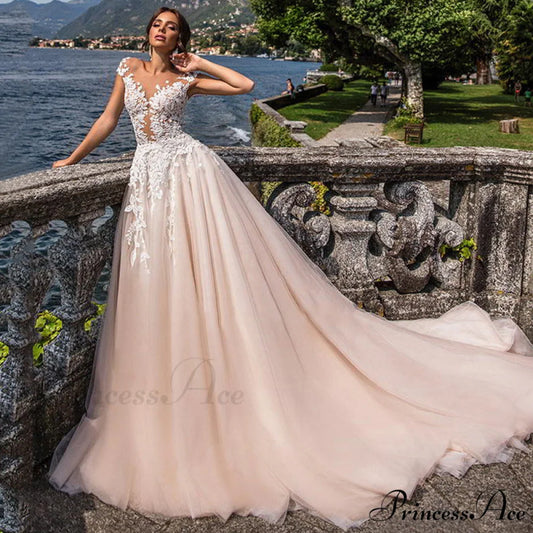 Bare-Shoulder Simple Wedding Gown champagne1 / S weddingdress-250223