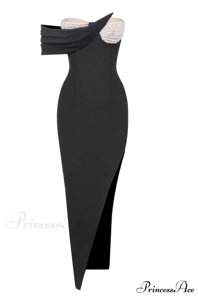 Baroque Pearl Stylish Chest Cup Dress XS / Black