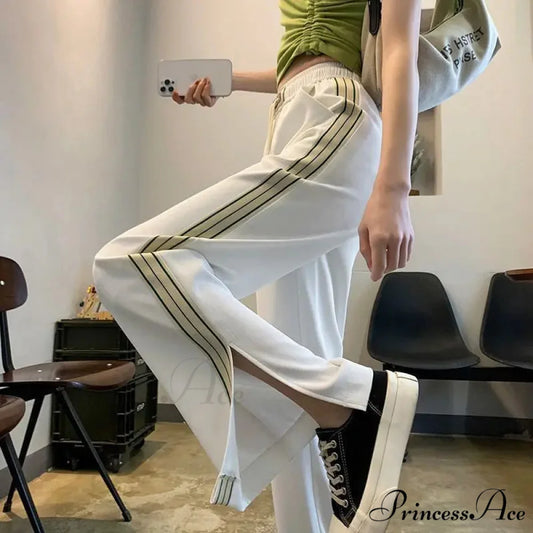 Basic Baggy Broad Leg Elastic Trousers pants-241228