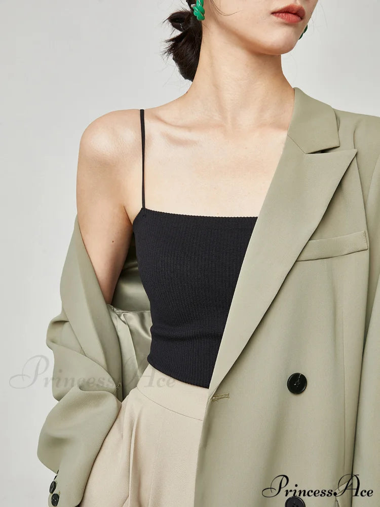 Basic Cami Graceful Padded Tank Top Black / S