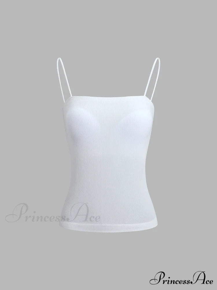 Basic Cami Graceful Padded Tank Top White / S