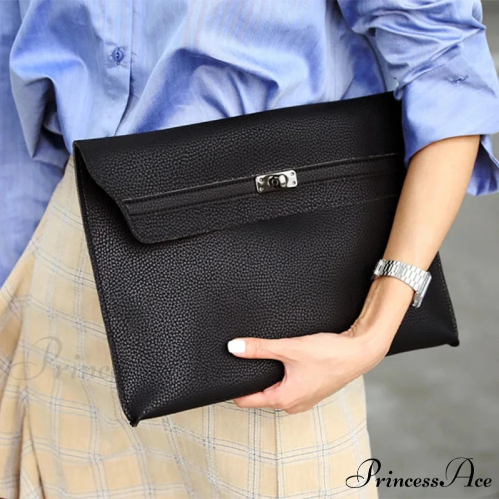 Basic Crimson Faux Leather Envelope Clutch Bag for Women clutchbag-250126