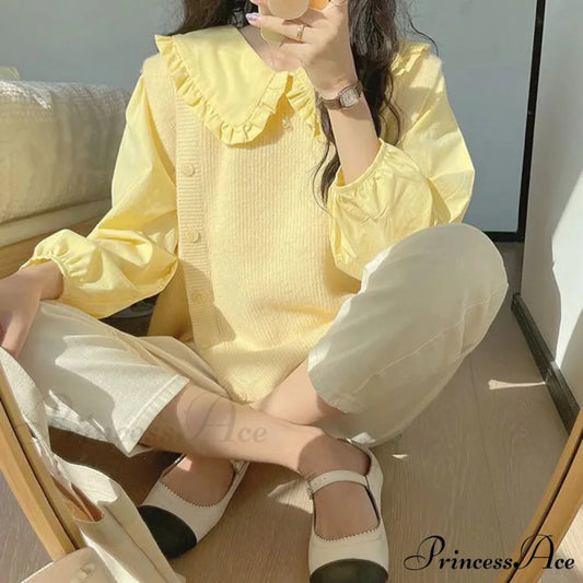 Basic Frills Solo Buttoned Ivory Top blouse-250223