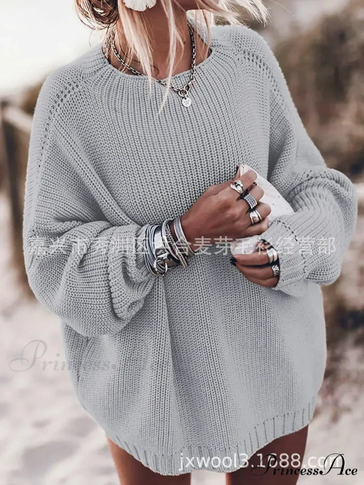 Basic Knit Stretchy Cold-Weather Jumper gery / S swraters-241228