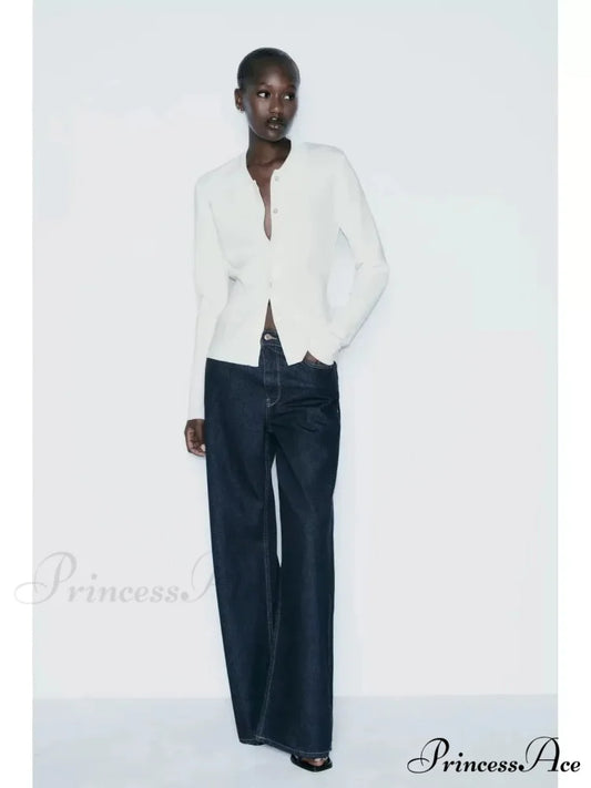 Basic Polo Neck Extended Sleeve Cardigan cardigans-241228