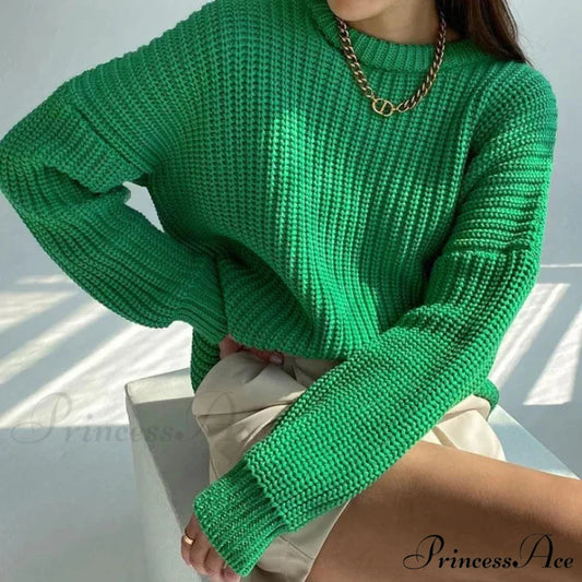 Basic Pullover Violet Y2k Sweater Green / S swraters-241228
