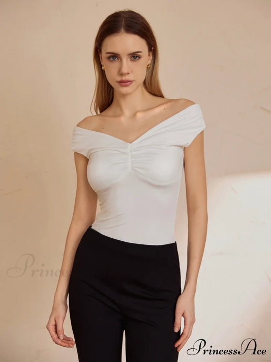 Basic Solid Graceful Off-Shoulder Top