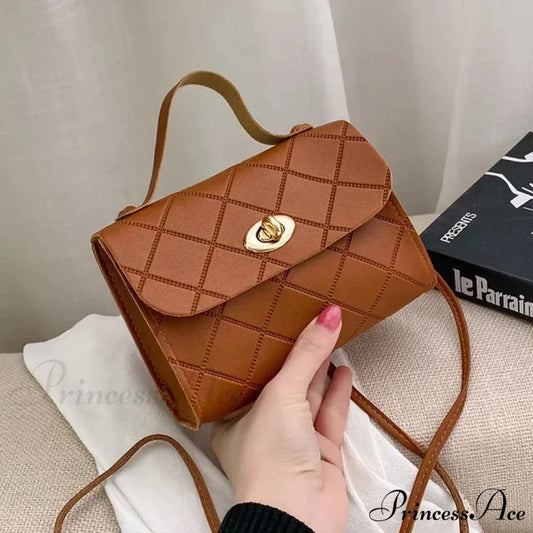 Basic Synthetic Leather Cell Phone Change Crossbody Purse Brown handbag-250126