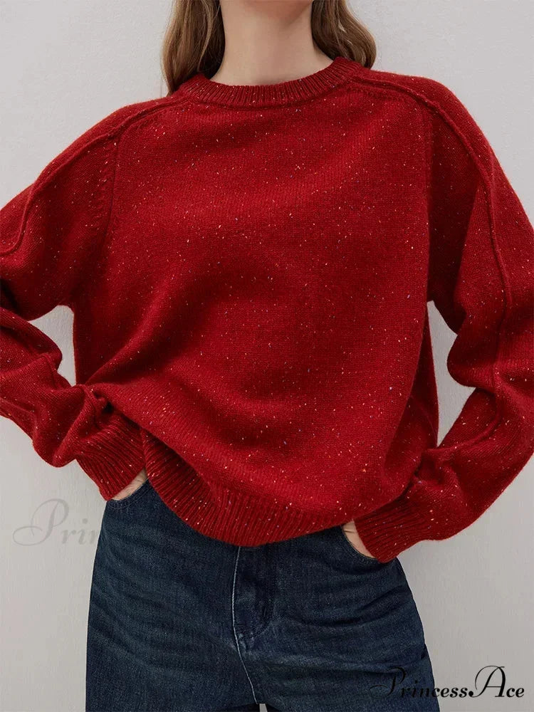 Basic Vibrant Spot Wool Pullover Jumper swraters-241228