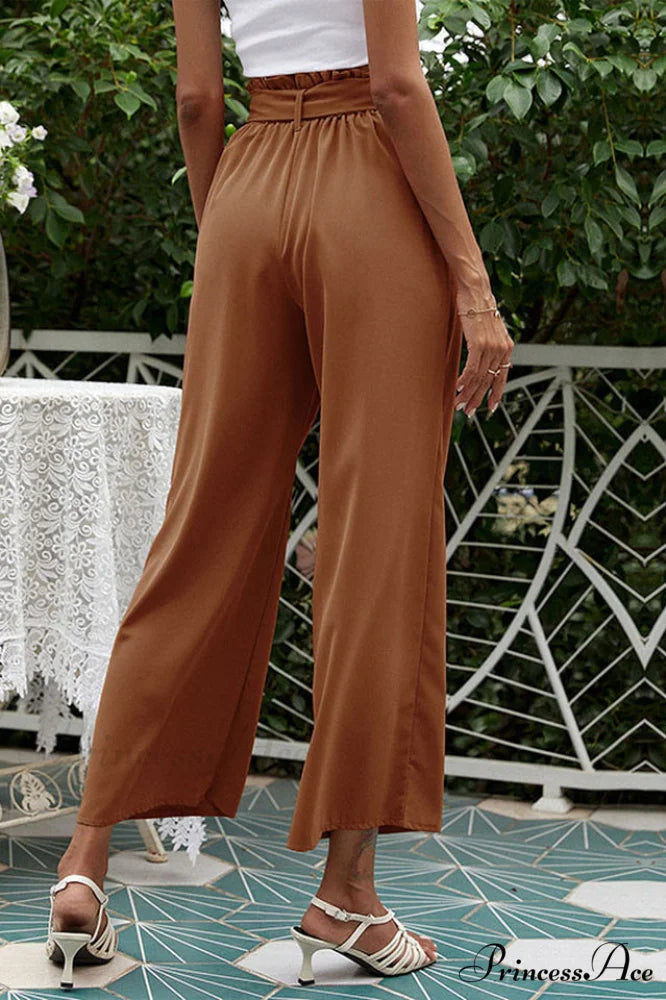 Basic Wide Leg Charming Pants With Belt