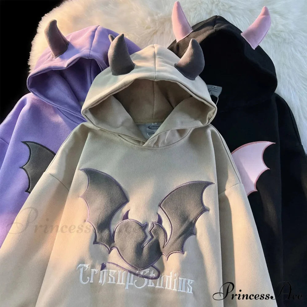 Bat Stitching Harajuku Hoodie hoodies-241228