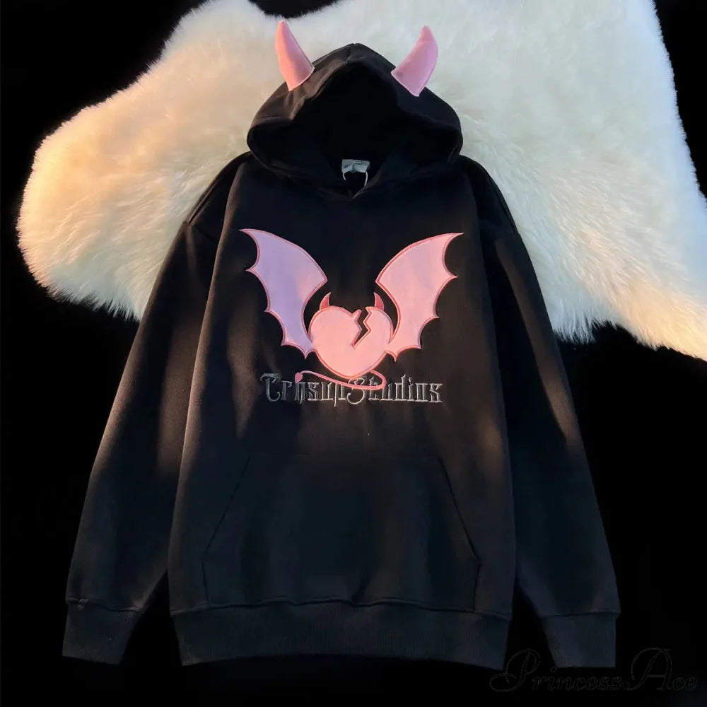 Bat Stitching Harajuku Hoodie hoodies-241228