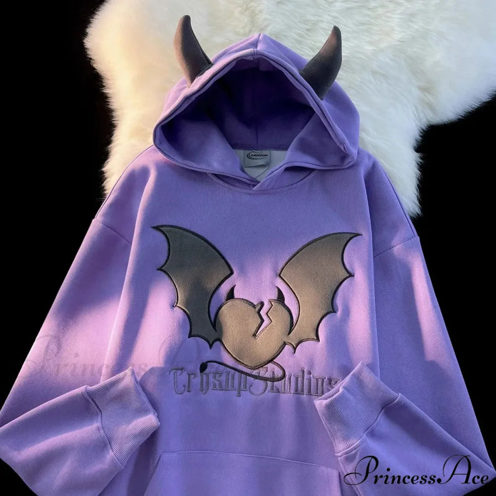 Bat Stitching Harajuku Hoodie hoodies-241228