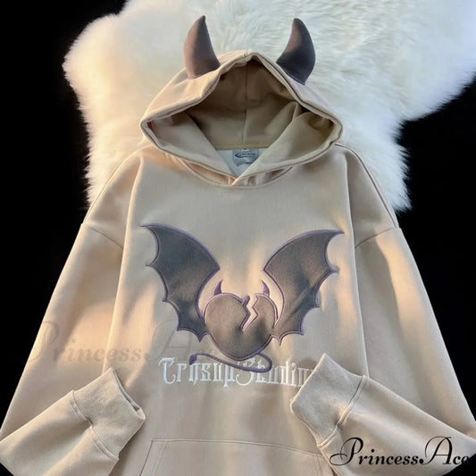 Bat Stitching Harajuku Hoodie white / M hoodies-241228