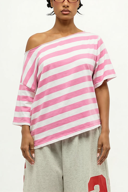 Casual Colorful Striped Loose T-Shirt