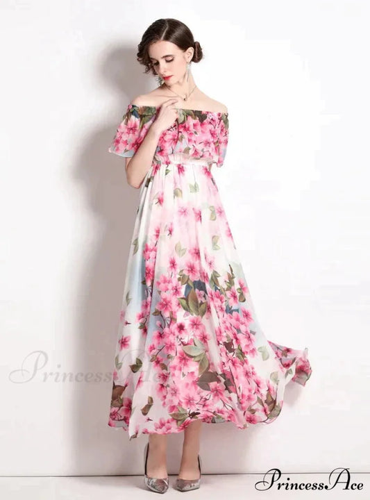 Beach Split Chiffon Dress with Lotus Leaf Design