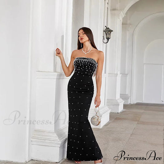 Beaded French Style Sleeveless Prom Dress promdress-250223