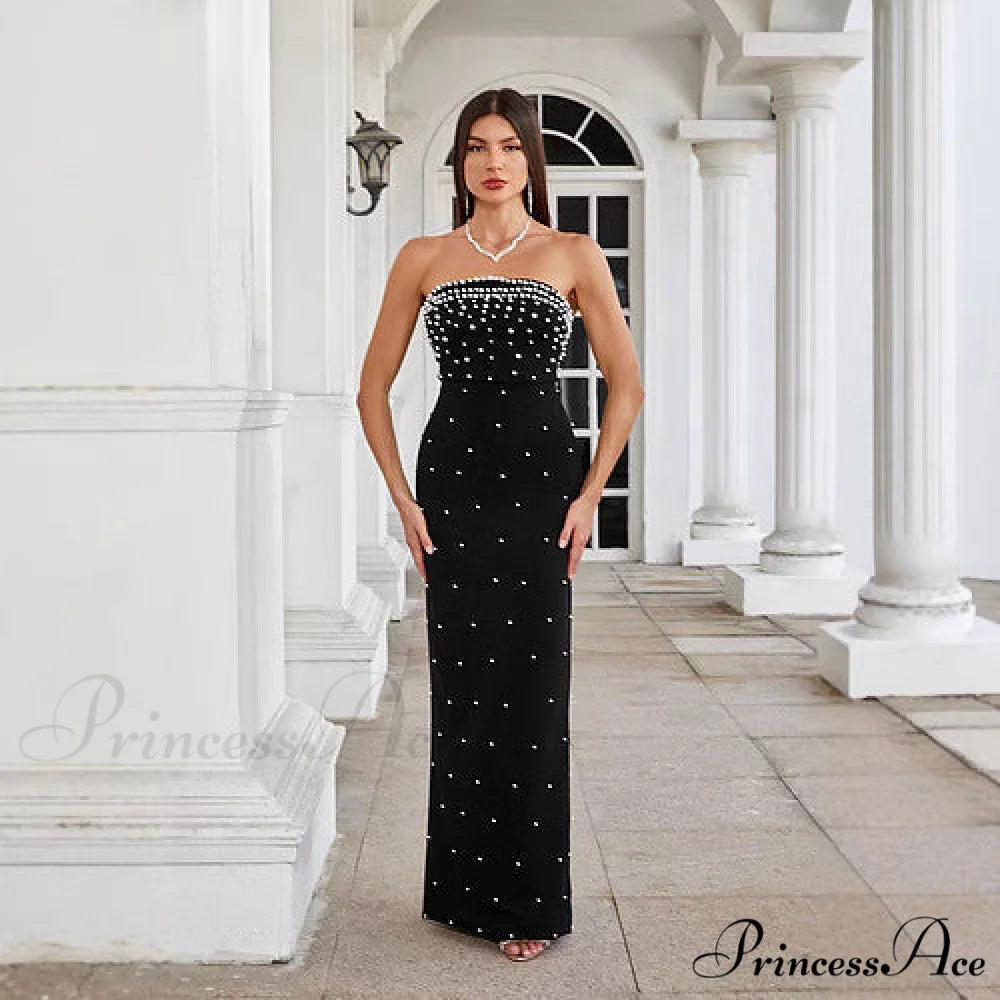 Beaded French Style Sleeveless Prom Dress promdress-250223
