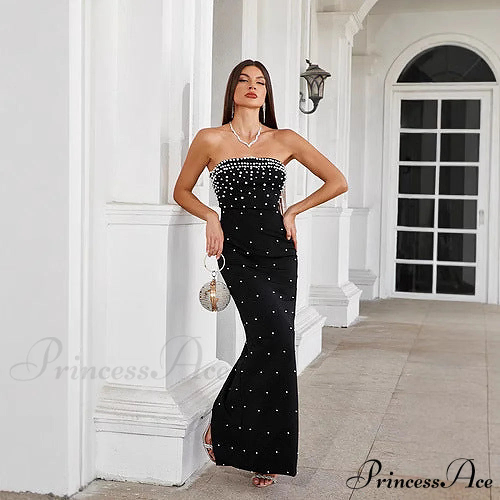 Beaded French Style Sleeveless Prom Dress promdress-250223
