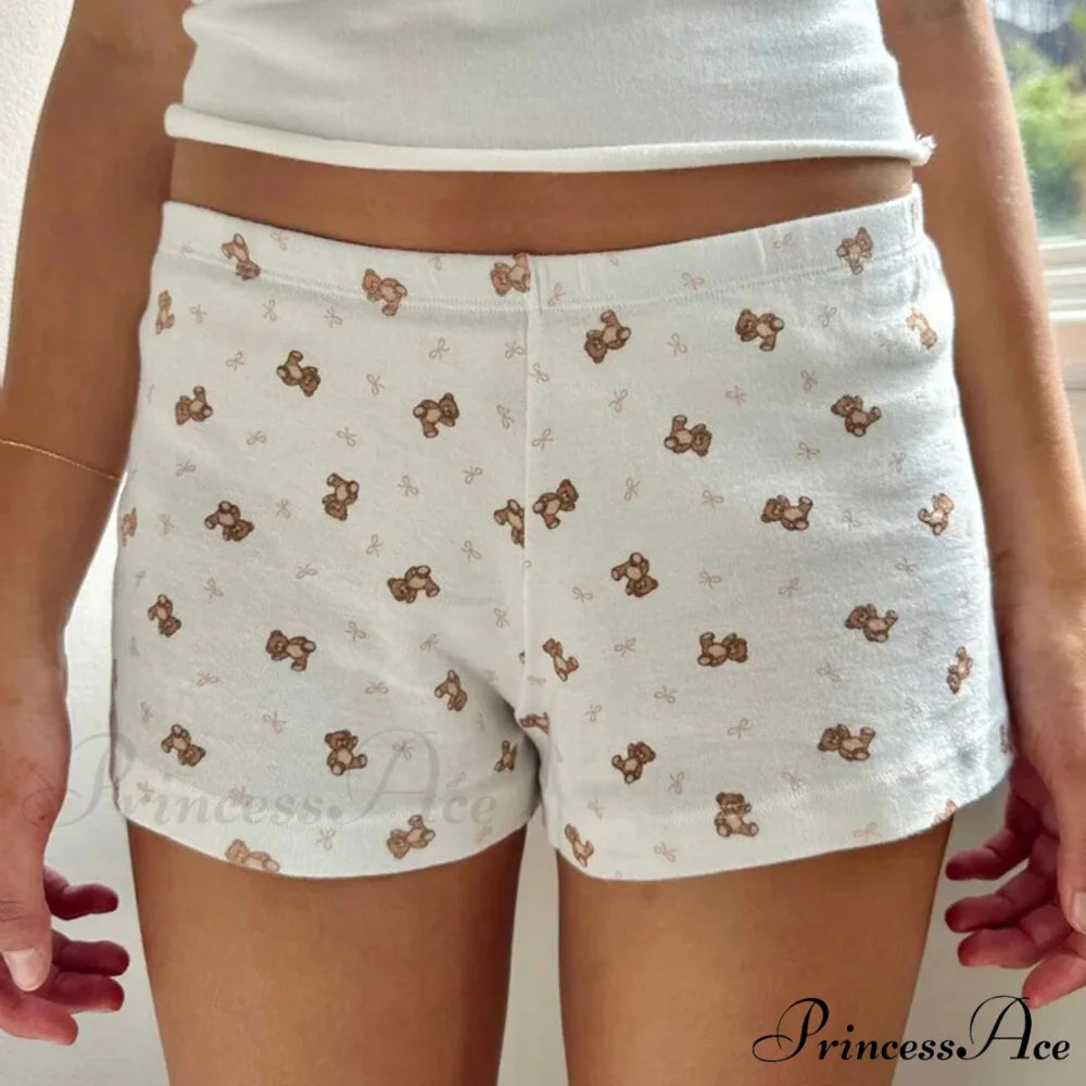Bear Mark Vintage Tight Fit Tank Low Cut Shorts Two Pieces Set twopiecesset-250126