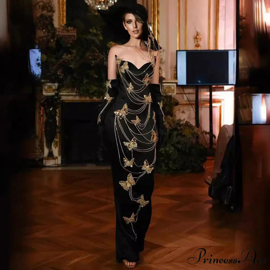 Beautiful High-Waisted Sparkling Bandage Dress Prom Dress black / XS promdress-250223