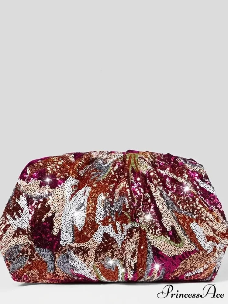 Beautiful Sparkling Crimson Evening Clutch Bag Rose red / (20cm clutchbag-250126