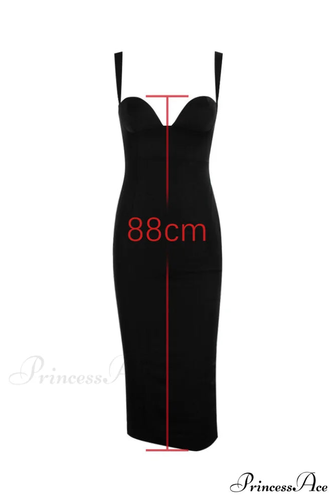 Bellissima Black Stylish Sweetheart Midi Dress
