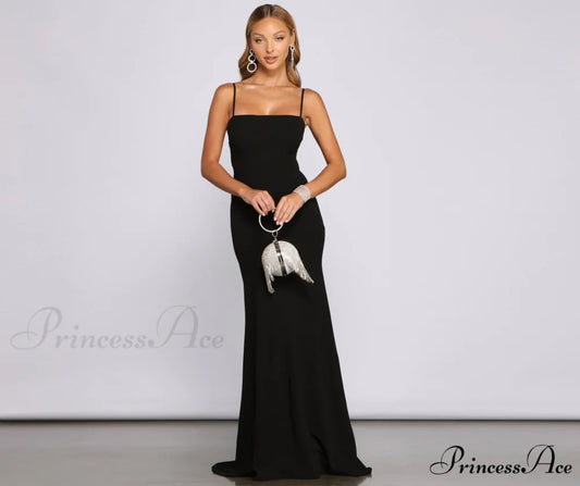 Bette Formal Open Charming Back Crepe Dress BLACK / XS