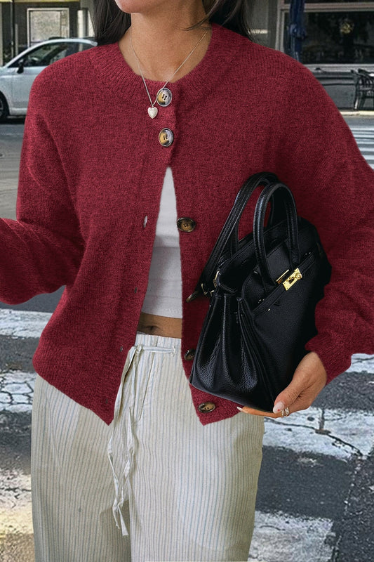 Minimalist Button Long Sleeve Christmas Cardigan
