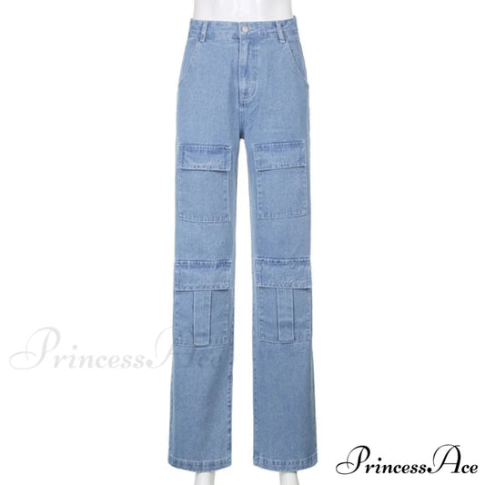 Big Pocket Cargo Pants Vintage Mopping Pants Blue / S