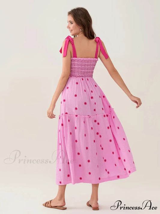 Bind-Shoulder Blooms Tank Layered Frill Sweetheart Floral Garment floraldress-250126