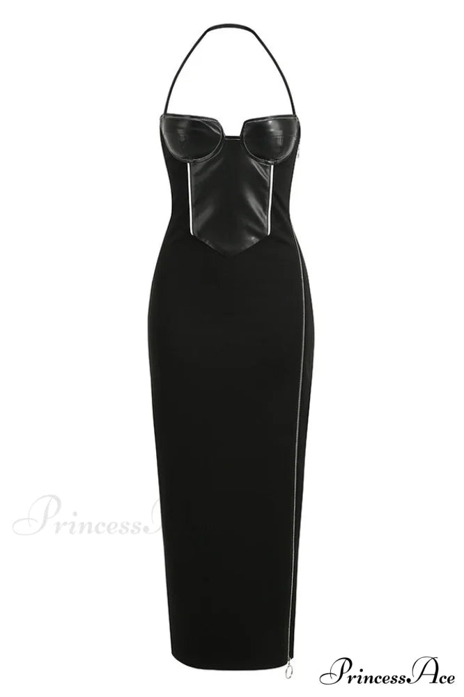 Black Halter Stylish Maxi Dress XS / Black
