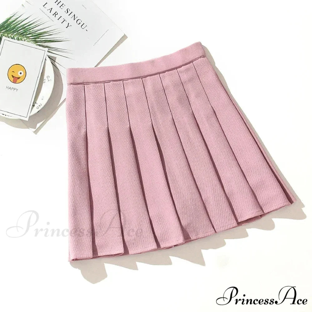 Black High Waist Pleated Vintage Gothic Streetwear Cross Print Skirt PINK / S
