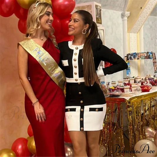 Black-White Two-Piece Skirt Suit