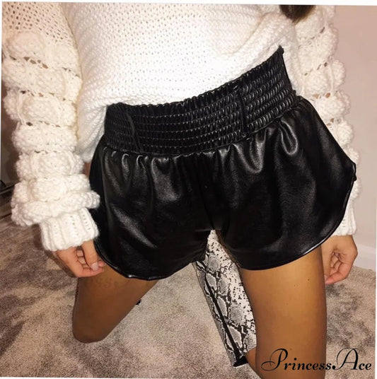 BlackFaux Leather Biker Shorts