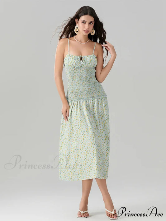 Blooming Strawberry Camis Open-Back Tied Front Blooming Dress floraldress-250126