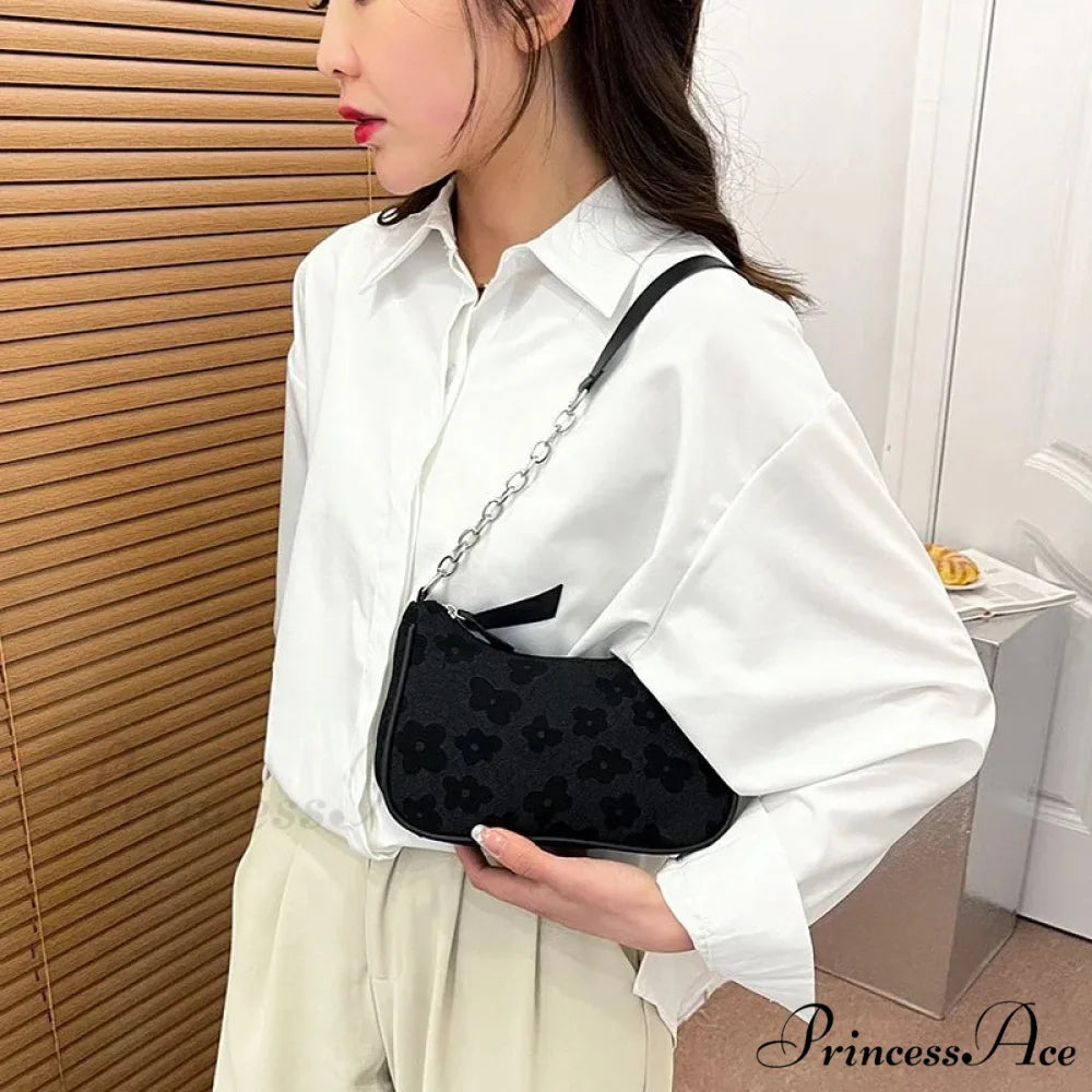 Blossom Design Handle Armpit Shoulder Bag shoulder-250126