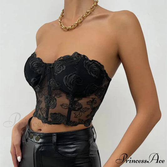 Blossoming Open-Back Bandeau Seductive Midriff Top croptop-250126