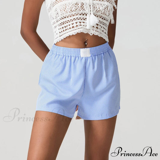Blue Banded Baggy Wide Leg Brief short-250223
