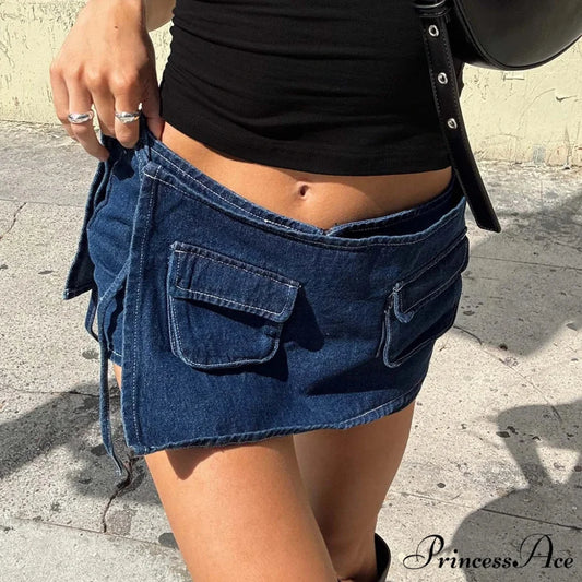 Blue Bow Tie Patchwork Skirt skirts-250223