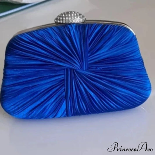Blue Fold Pillow Shaped Clutch Bag Wedding Bridal Party Purse clutchbag-250126