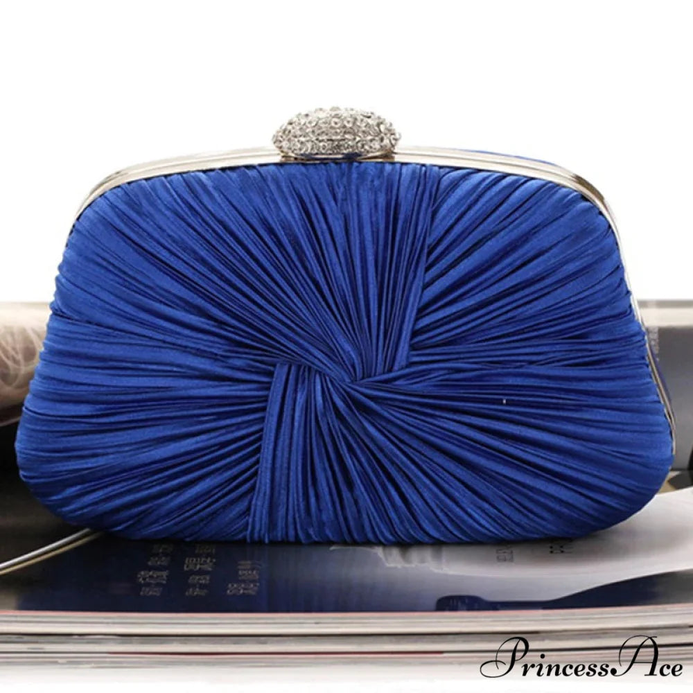 Blue Fold Pillow Shaped Clutch Bag Wedding Bridal Party Purse royal blue clutchbag-250126
