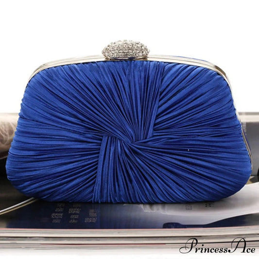 Blue Fold Pillow Shaped Clutch Bag Wedding Bridal Party Purse royal blue clutchbag-250126